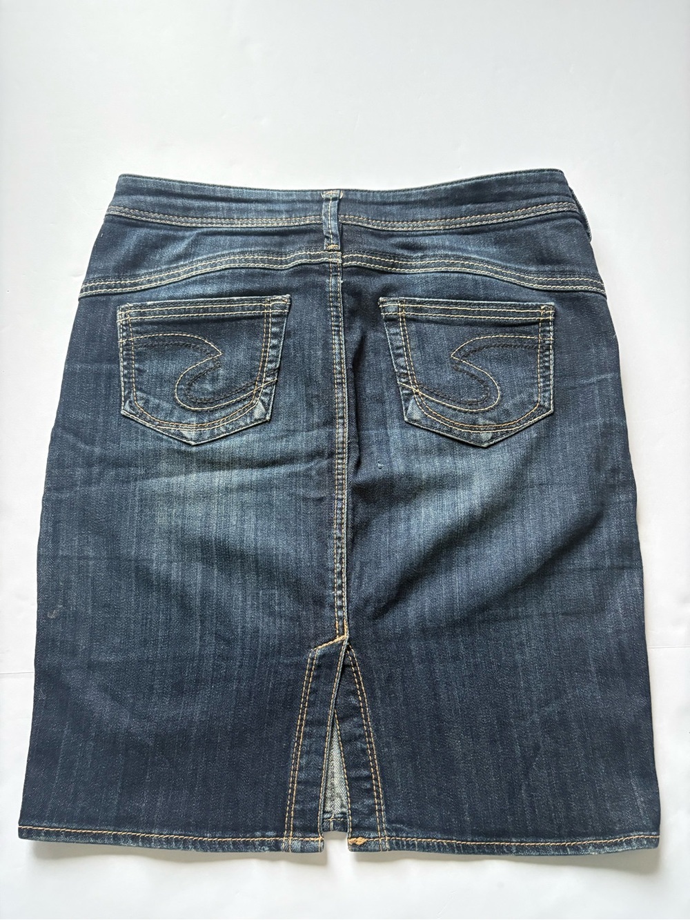 Silver Jeans Co. Emma Dark Wash Denim Mini Skirt Y2K Contrast Stitching, Sz 27 - Picture 7 of 13